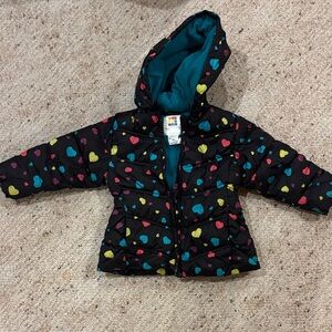Colorful Heart Patterned Hooded Jacket
